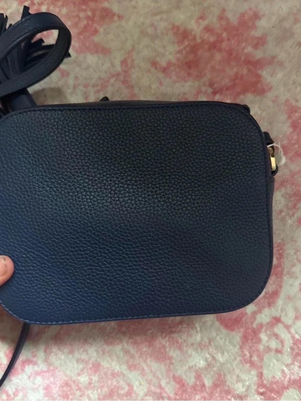 Tory Burch Thea Camera Bag Royal Navy Pebbled Leather Crossbody - Picture 2 of 4